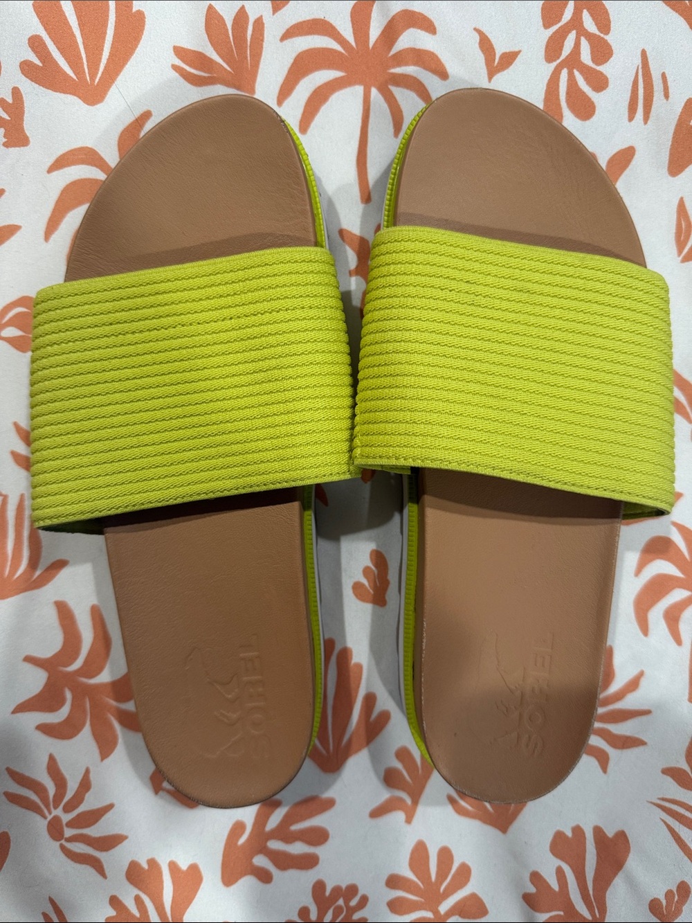 Sorel Women's Neon Lime Slide Sandals